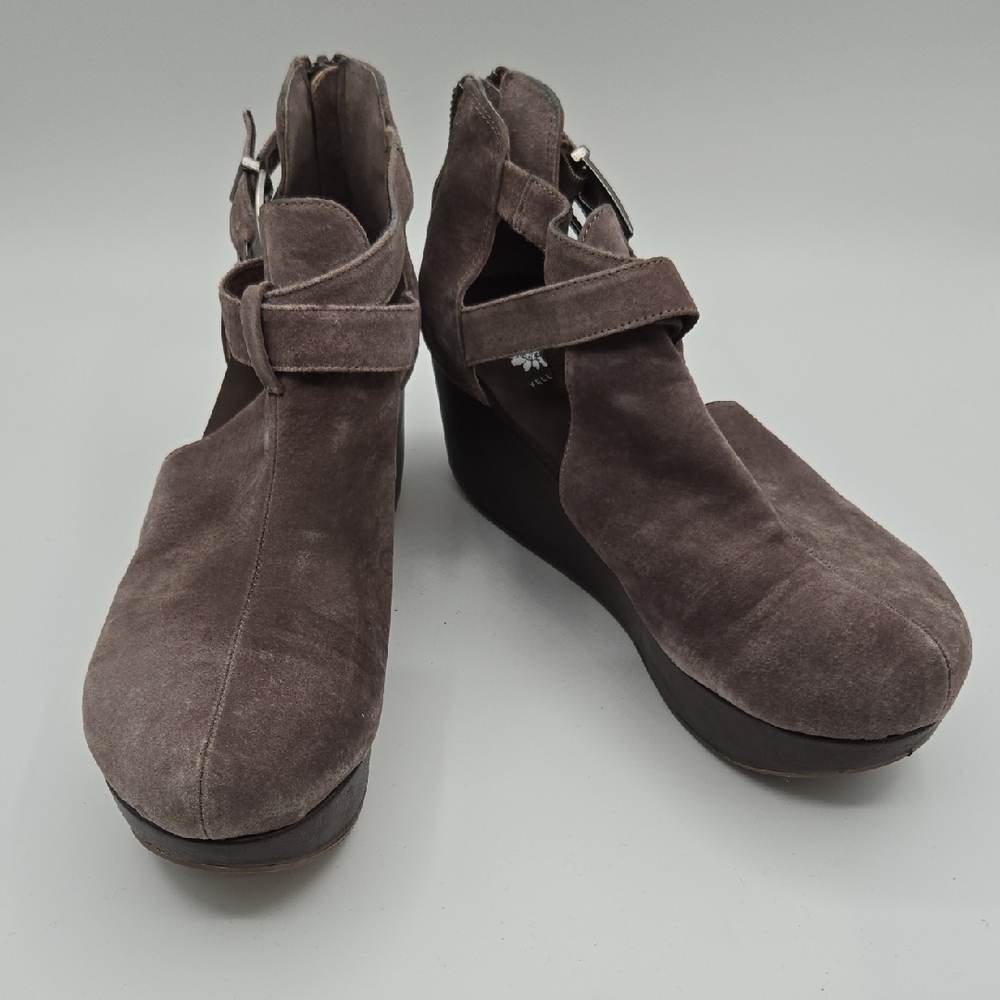 Yellowbox | Balera Taupe Suede Wedge Heel Ankle Booties Size 9